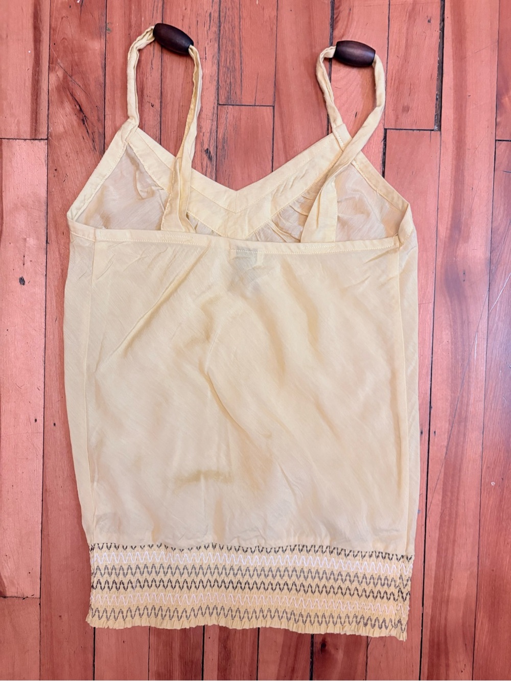 DYNAMITE Light Yellow Camisole with Wood-Bead Straps - XS